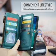 For Samsung Galaxy A16 5G CaseMe C36 Card Slots Zipper Wallet RFID Anti-theft Leather Phone Case(Blue)