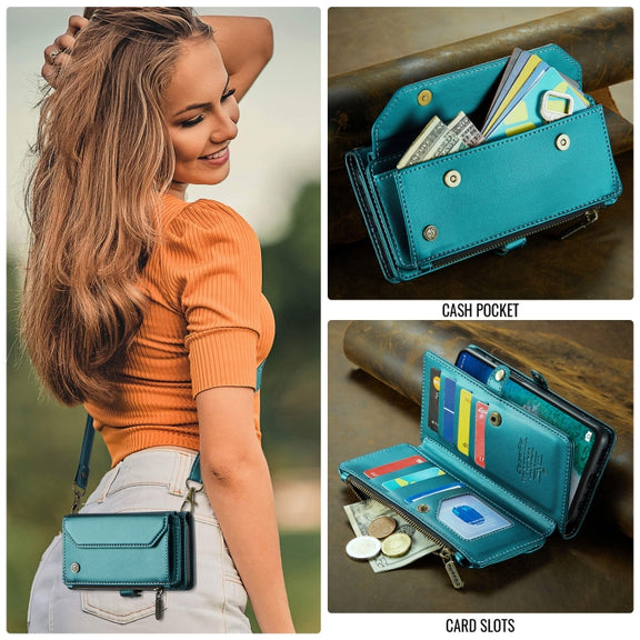 For Samsung Galaxy A16 5G CaseMe C36 Card Slots Zipper Wallet RFID Anti-theft Leather Phone Case(Blue)