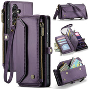 For Samsung Galaxy A16 5G CaseMe C36 Card Slots Zipper Wallet RFID Anti-theft Leather Phone Case(Purple)