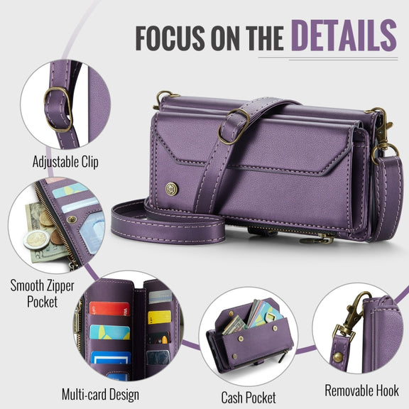 For Samsung Galaxy A16 5G CaseMe C36 Card Slots Zipper Wallet RFID Anti-theft Leather Phone Case(Purple)