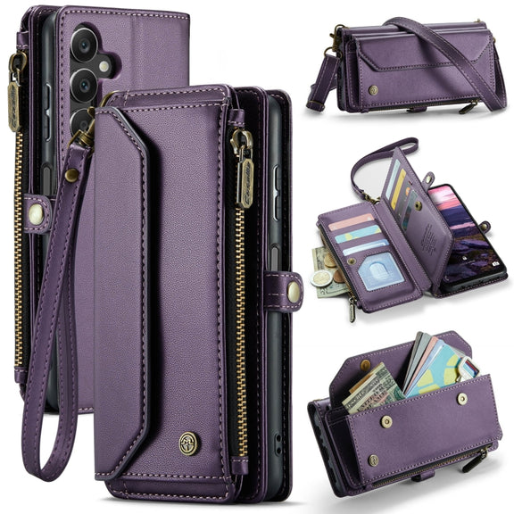 For Samsung Galaxy A16 5G CaseMe C36 Card Slots Zipper Wallet RFID Anti-theft Leather Phone Case(Purple)