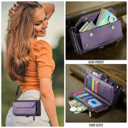 For Samsung Galaxy A16 5G CaseMe C36 Card Slots Zipper Wallet RFID Anti-theft Leather Phone Case(Purple)