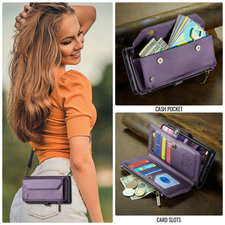For Samsung Galaxy A16 5G CaseMe C36 Card Slots Zipper Wallet RFID Anti-theft Leather Phone Case(Purple)