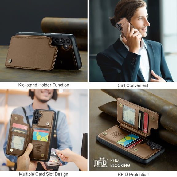 For Samsung Galaxy A16 5G CaseMe C22 Card Slots Holder RFID Anti-theft Phone Case(Brown)