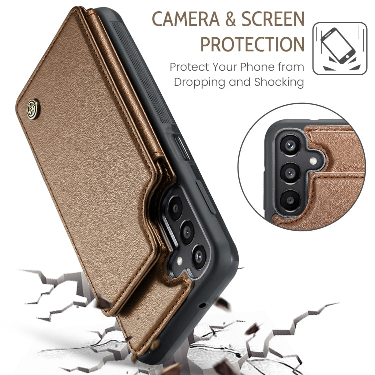For Samsung Galaxy A16 5G CaseMe C22 Card Slots Holder RFID Anti-theft Phone Case(Brown)