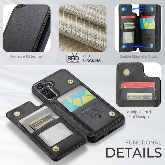 For Samsung Galaxy A16 5G CaseMe C22 Card Slots Holder RFID Anti-theft Phone Case(Black)