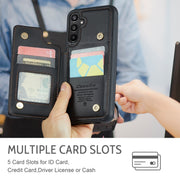 For Samsung Galaxy A16 5G CaseMe C22 Card Slots Holder RFID Anti-theft Phone Case(Black)