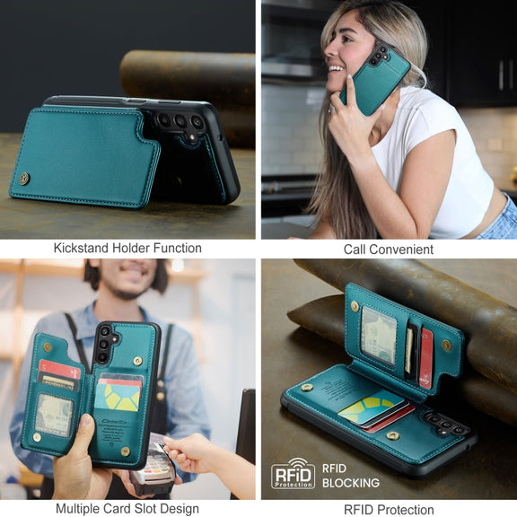 For Samsung Galaxy A16 5G CaseMe C22 Card Slots Holder RFID Anti-theft Phone Case(Green)
