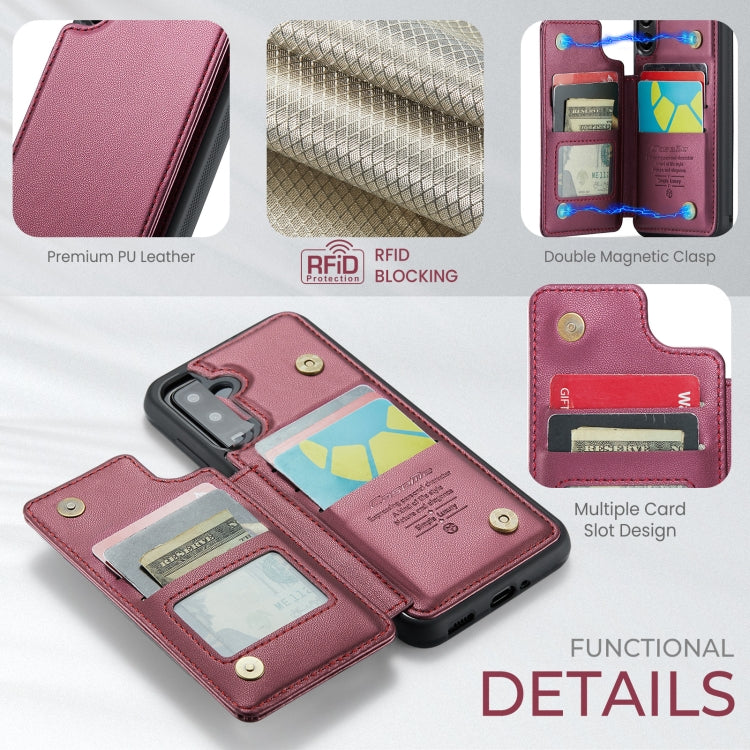 For Samsung Galaxy A16 5G CaseMe C22 Card Slots Holder RFID Anti-theft Phone Case(Red)