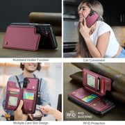 For Samsung Galaxy A16 5G CaseMe C22 Card Slots Holder RFID Anti-theft Phone Case(Red)