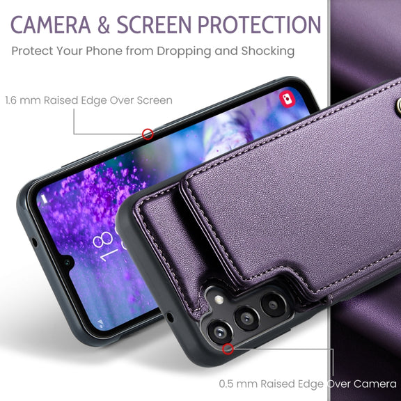 For Samsung Galaxy A16 5G CaseMe C22 Card Slots Holder RFID Anti-theft Phone Case(Purple)