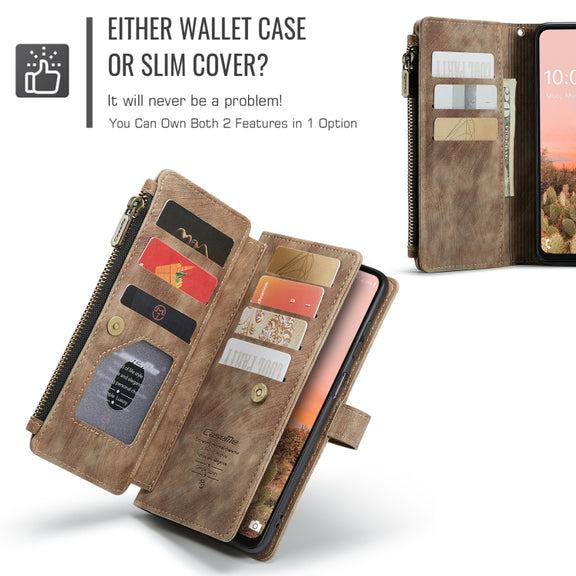 For Samsung Galaxy A16 5G CaseMe C30 Card Slots Zipper Wallet Leather Phone Case(Brown)