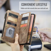 For Samsung Galaxy A16 5G CaseMe C30 Card Slots Zipper Wallet Leather Phone Case(Brown)