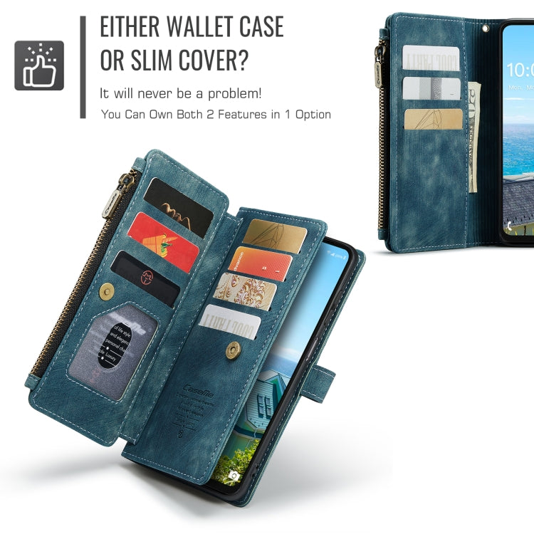 For Samsung Galaxy A16 5G CaseMe C30 Card Slots Zipper Wallet Leather Phone Case(Blue)