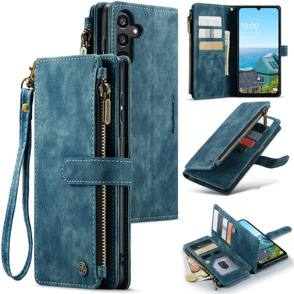 For Samsung Galaxy A16 5G CaseMe C30 Card Slots Zipper Wallet Leather Phone Case(Blue)
