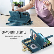 For Samsung Galaxy A16 5G CaseMe C30 Card Slots Zipper Wallet Leather Phone Case(Blue)