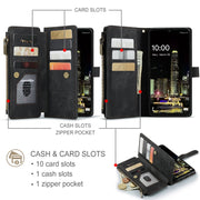 For Samsung Galaxy A16 5G CaseMe C30 Card Slots Zipper Wallet Leather Phone Case(Black)