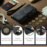 For Samsung Galaxy A16 5G CaseMe C30 Card Slots Zipper Wallet Leather Phone Case(Black)