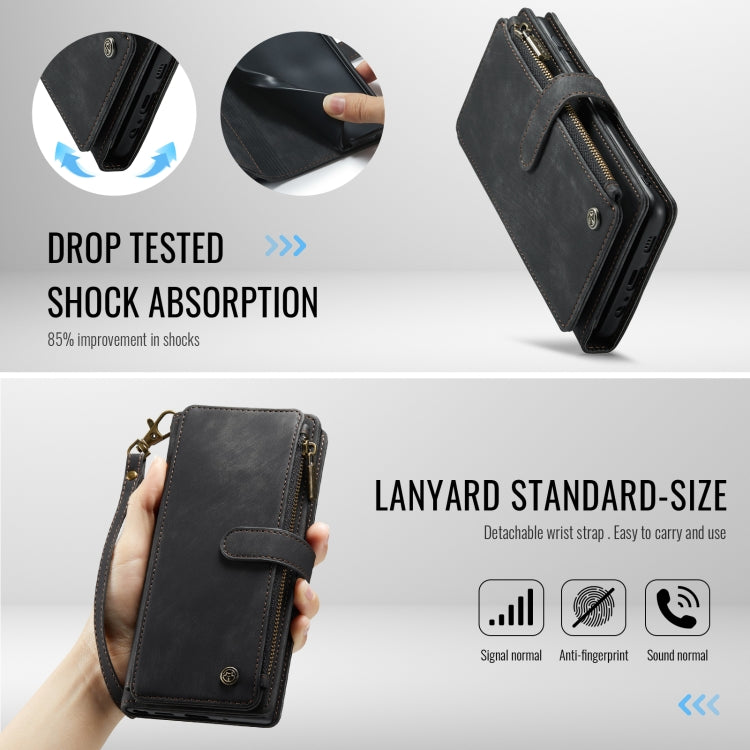 For Samsung Galaxy A16 5G CaseMe C30 Card Slots Zipper Wallet Leather Phone Case(Black)