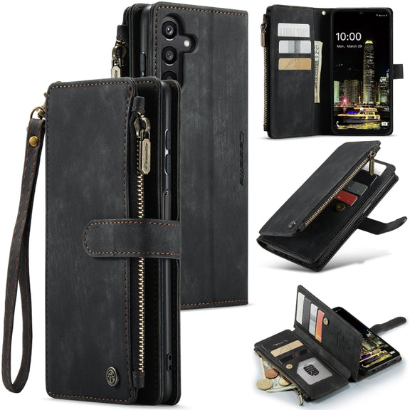 For Samsung Galaxy A16 5G CaseMe C30 Card Slots Zipper Wallet Leather Phone Case(Black)