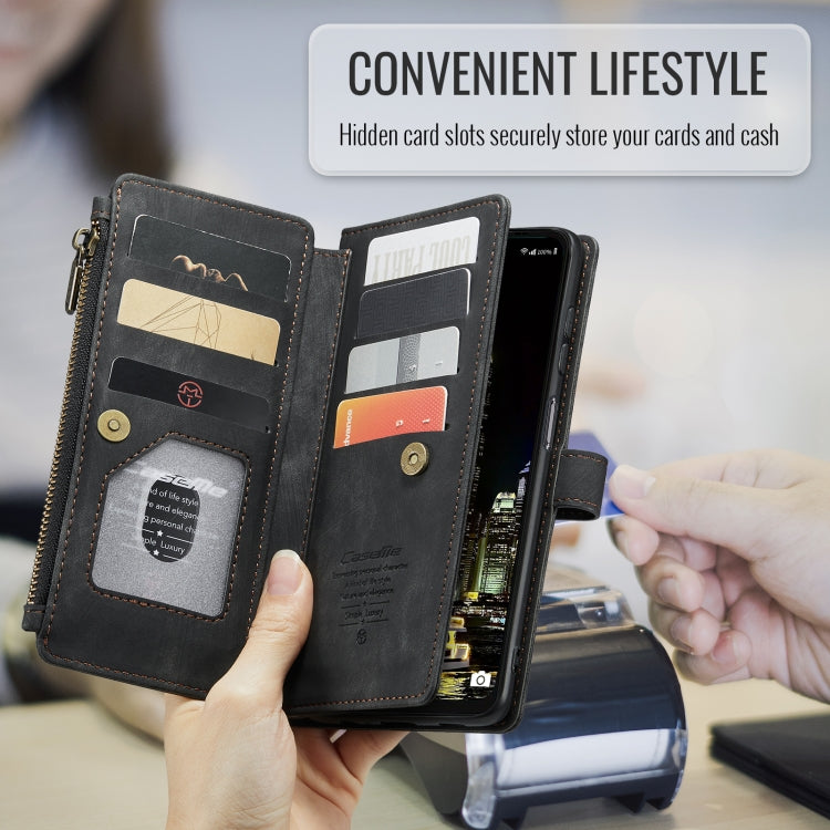 For Samsung Galaxy A16 5G CaseMe C30 Card Slots Zipper Wallet Leather Phone Case(Black)