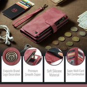 For Samsung Galaxy A16 5G CaseMe C30 Card Slots Zipper Wallet Leather Phone Case(Red)