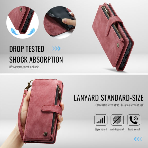 For Samsung Galaxy A16 5G CaseMe C30 Card Slots Zipper Wallet Leather Phone Case(Red)