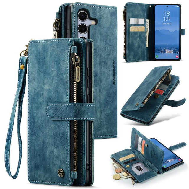 For Samsung Galaxy S25 5G CaseMe C30 Card Slots Zipper Wallet Leather Phone Case(Blue) - free shipping - PMC Jewellery - Order now!