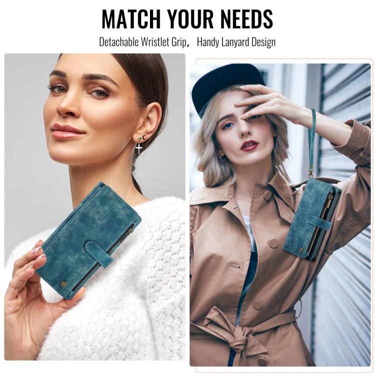 For Samsung Galaxy S25 5G CaseMe C30 Card Slots Zipper Wallet Leather Phone Case(Blue) - free shipping - PMC Jewellery - Order now!