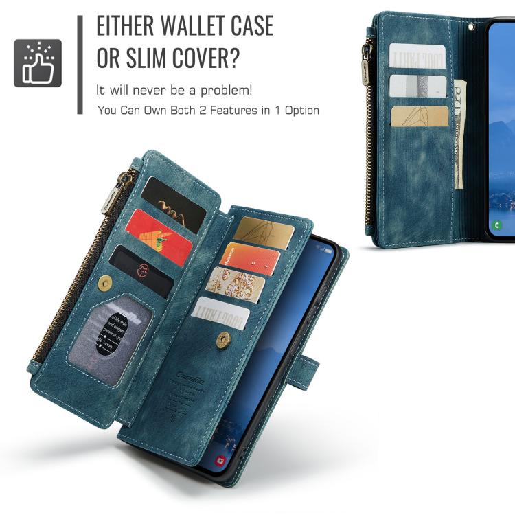 For Samsung Galaxy S25+ 5G CaseMe C30 Card Slots Zipper Wallet Leather Phone Case(Blue) - free shipping - PMC Jewellery - Order now!