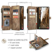 For Samsung Galaxy S25 Ultra 5G CaseMe C30 Card Slots Zipper Wallet Leather Phone Case(Brown)