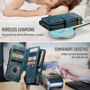 For Samsung Galaxy S25 Ultra 5G CaseMe C30 Card Slots Zipper Wallet Leather Phone Case(Blue)