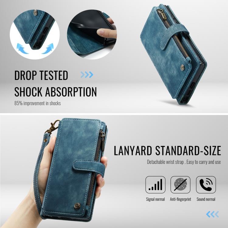 For Samsung Galaxy S25 Ultra 5G CaseMe C30 Card Slots Zipper Wallet Leather Phone Case(Blue) - Galaxy S25 Ultra 5G Cases by CaseMe | Online Shopping South Africa | PMC TechLife | Buy Now Pay Later Mobicred