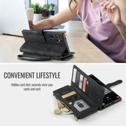 For Samsung Galaxy S25 Ultra 5G CaseMe C30 Card Slots Zipper Wallet Leather Phone Case(Black)