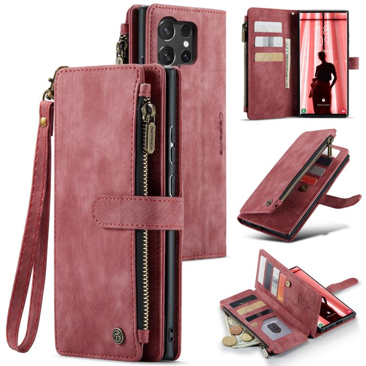 For Samsung Galaxy S25 Ultra 5G CaseMe C30 Card Slots Zipper Wallet Leather Phone Case(Red) - free shipping - PMC TechLife - Order now!