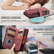 For Samsung Galaxy S25 Ultra 5G CaseMe C30 Card Slots Zipper Wallet Leather Phone Case(Red)