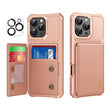 For iPhone 16 Pro Max ENKAY Hat-Prince Card Slot Wallet TPU Back Leather Phone Case with Lens Film(Rose Gold) - iPhone 16 Pro Max Cases by ENKAY | Online Shopping South Africa | PMC Jewellery | Buy Now Pay Later Mobicred