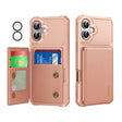 For iPhone 16 Plus ENKAY Hat-Prince Card Slot Wallet TPU Back Leather Phone Case with Lens Film(Rose Gold) - free shipping - PMC Jewellery - Order now!