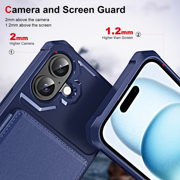 For iPhone 16 Plus ENKAY Hat-Prince Card Slot Wallet TPU Back Leather Phone Case with Lens Film(Rose Gold)