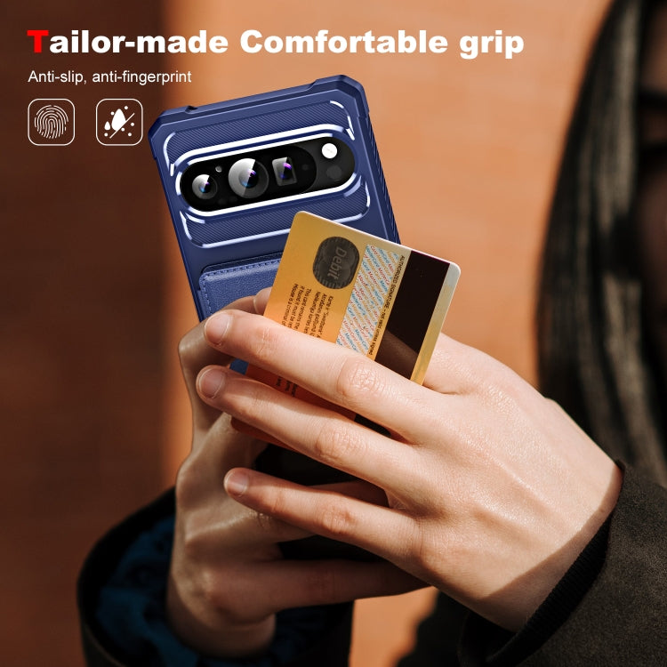 For Google Pixel 9 / 9 Pro ENKAY Hat-Prince Card Slot Wallet TPU Back Leather Phone Case with Lens Film(Cyan)