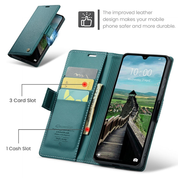 For Redmi 14C CaseMe 023 Butterfly Buckle Litchi Texture RFID Anti-theft Leather Phone Case(Green)