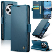 For Redmi 14C CaseMe 023 Butterfly Buckle Litchi Texture RFID Anti-theft Leather Phone Case(Blue)