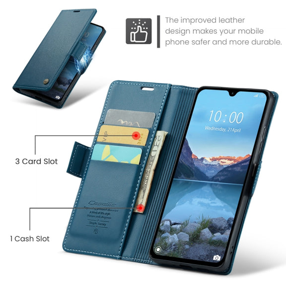 For Redmi 14C CaseMe 023 Butterfly Buckle Litchi Texture RFID Anti-theft Leather Phone Case(Blue)