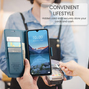 For Redmi 14C CaseMe 023 Butterfly Buckle Litchi Texture RFID Anti-theft Leather Phone Case(Blue)