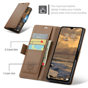 For Redmi 14C CaseMe 023 Butterfly Buckle Litchi Texture RFID Anti-theft Leather Phone Case(Brown)