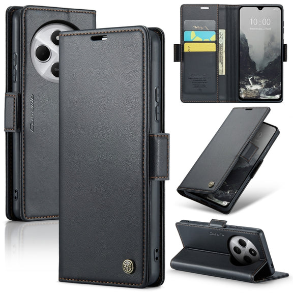 For Redmi 14C CaseMe 023 Butterfly Buckle Litchi Texture RFID Anti-theft Leather Phone Case(Black)