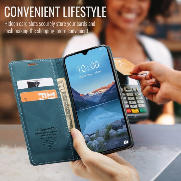 For Redmi 14C CaseMe 013 Multifunctional Horizontal Flip Leather Phone Case(Blue)