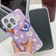 For iPhone 16e Plating Texture Butterfly TPU Phone Case with Glitter Lens Film(Flowers Butterflies HU1)