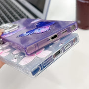 For Samsung Galaxy S25 Ultra 5G Plating Texture Butterfly TPU Phone Case with Glitter Lens Film(Flowers Butterflies HU1)