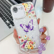 For iPhone 16e Plating Texture Butterfly Wristband TPU Phone Case with Glitter Lens Film(Flowers Butterflies HU1) - iPhone 16e Cases by PMC TechLife | Online Shopping South Africa | PMC TechLife | Buy Now Pay Later Mobicred